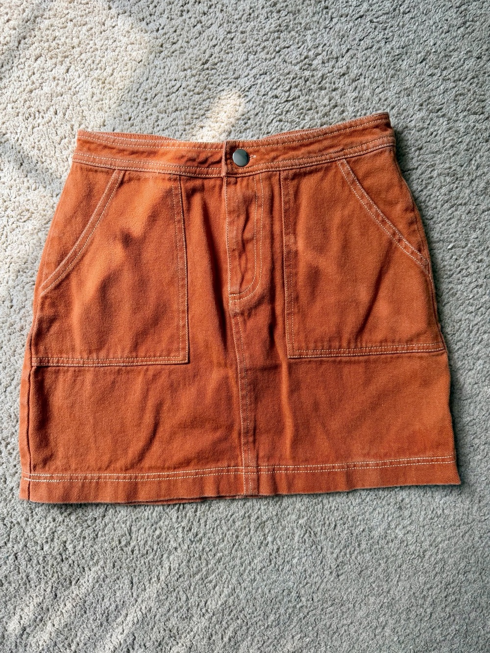 Forever 21 Orange Denim Pocket Mini Skirt